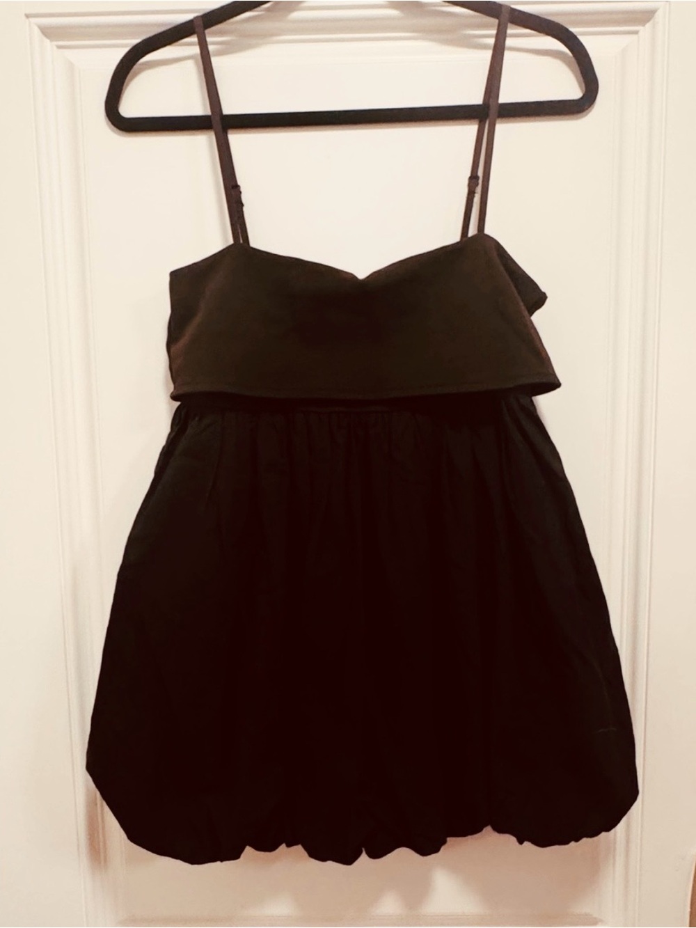 Zara Brown Strap Spaghetti Bubble-Hem Mini Dress